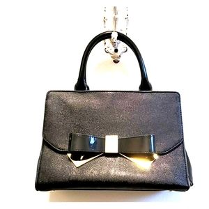 Anne Klein Black Handbag With Patent Bow